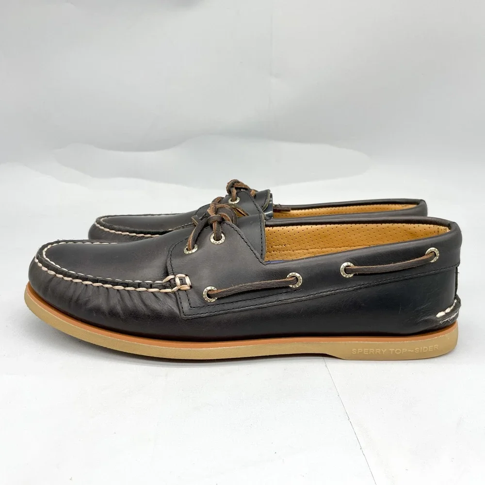 Sperry Gold Cup Authentic Original Boat Shoe Mens 12W Dark Brown Preppy Nautical